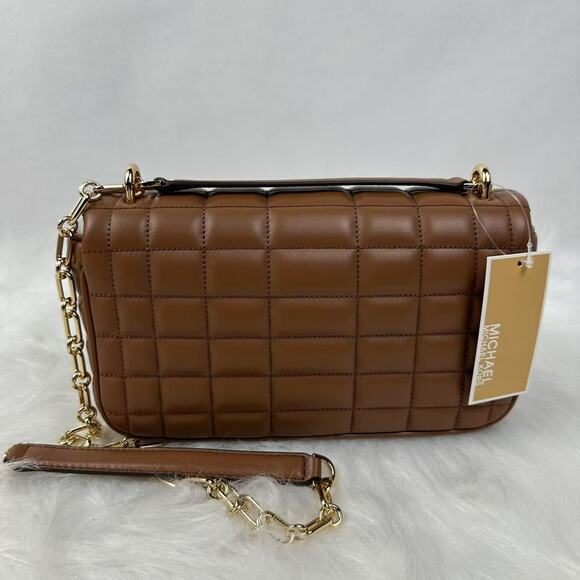 Michael Kors Tribeca Large Quilted Leather Shoulder/Crossbody Bag in Brown - Picture 4 of 9